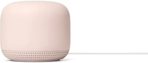 The Google Nest WiFi add on point in the Sand finish