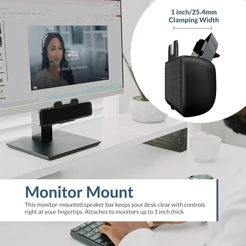 Close look at the Cyber Acoustics CA-2890 USB Speaker Bar with Clip-On Monitor Mount build quality