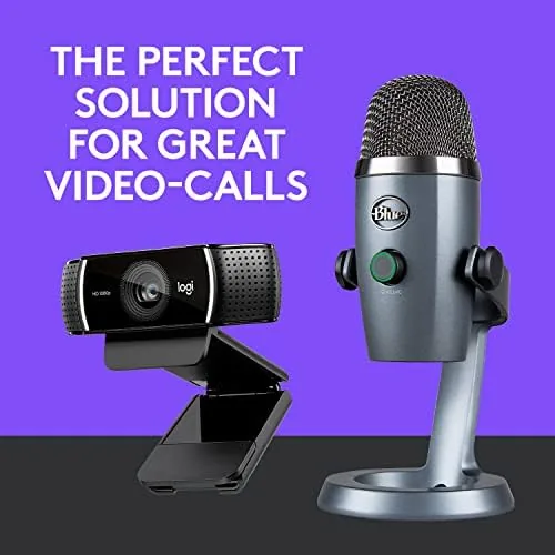 Logitech C922x webcam in use on a laptop during a video call