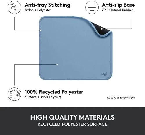 The Logitech Studio Series Small Mouse Pad, Anti-Slip 9x8 Inches, Blue in real use