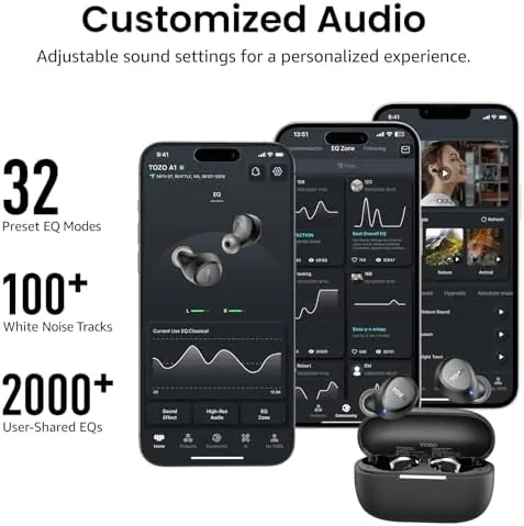 TOZO A1 earbuds with the charging case open