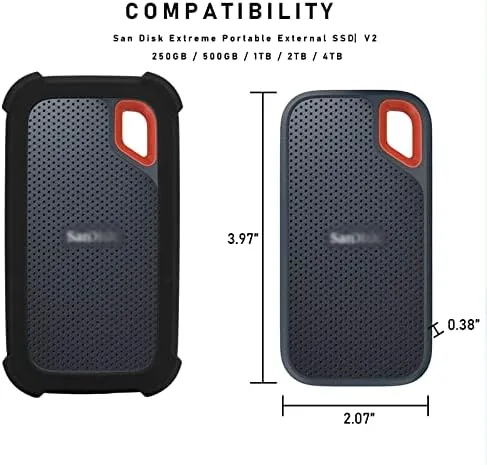 Close look at the LEFXMOPHY Case Cover Replacement for SanDisk Extreme Portable New Generation build quality