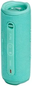 Close up of the teal JBL Flip 6 buttons and fabric