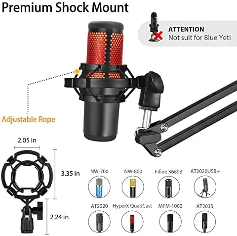 The Heavy Duty Adjustable Boom Arm Microphone Stand | Includes pop compared in context