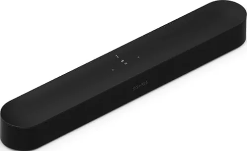 Sonos Beam Gen 2 soundbar in black under a television