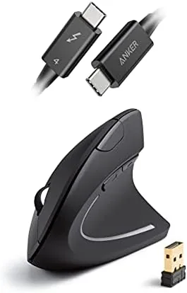 Anker Thunderbolt 4 cable coiled next to a laptop