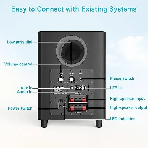 The BESTISAN Powered Subwoofer, Deep Bass Sub, Down Firing Subs, Easy in real use