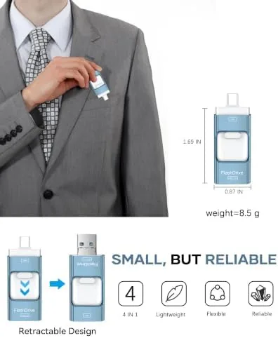 The Flash Drive for Phone 256GB, 4 in 1 USB Type compared in context