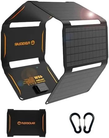 Overview of the FlexSolar 40W Foldable Solar Panel Charger, USB-C USB-A & DC