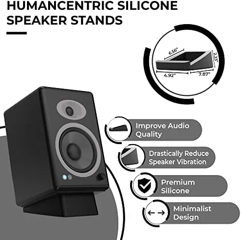 Close look at the HumanCentric Desktop Speaker Stands Wedge for Medium Speakers, Angled | build quality