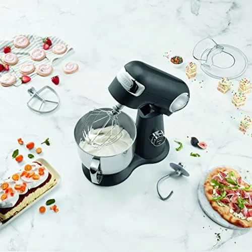 Cuisinart Precision Pro next to a KitchenAid Artisan mixer for comparison