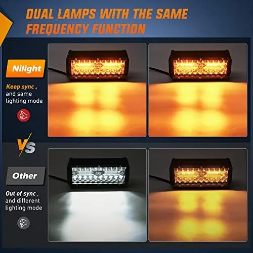 The Nilight 6.5inch Amber White Strobe 6 Modes 120W LED Pod in real use