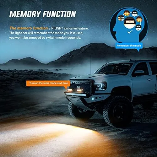 Another view of the Nilight 6.5inch Amber White Strobe 6 Modes 120W LED Pod