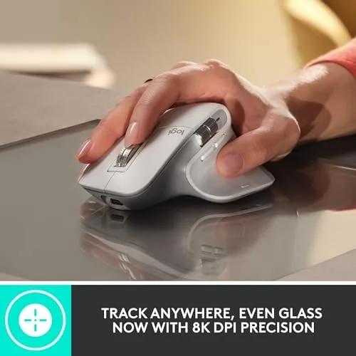 Close view of the sculpted shape and thumb rest on the MX Master 3S