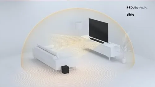 Sound bar connected to a television with the remote control nearby