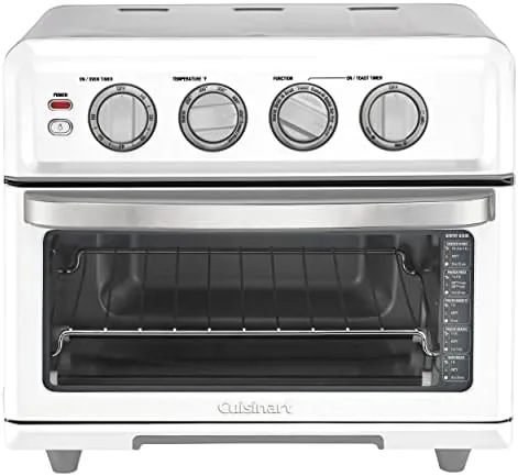 Cuisinart TOA-70W white air fryer toaster oven on a kitchen counter