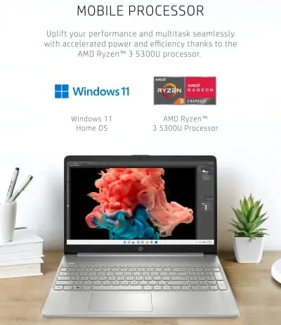 Close-up of the HP 15 keyboard and touchpad layout