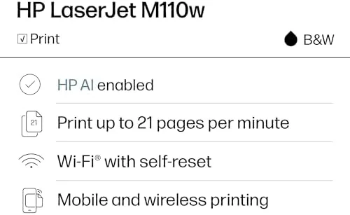 Close look at the HP LaserJet M110w Wireless Black & White Printer, Print, Fast build quality