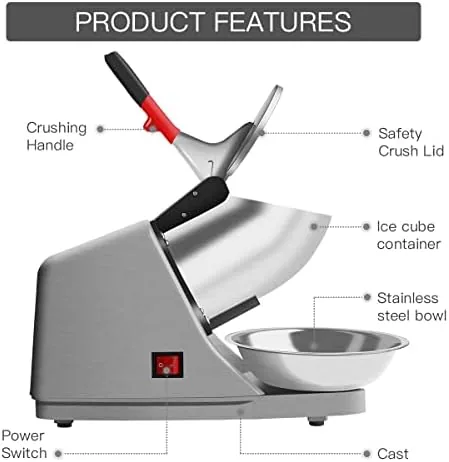 Close look at the Reespring Snow Cone Machine Shaved Ice Machine Ice Crusher with build quality