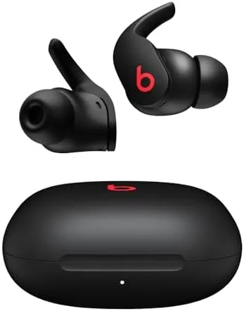 Beats Fit Pro earbuds in Beats Black with their charging case