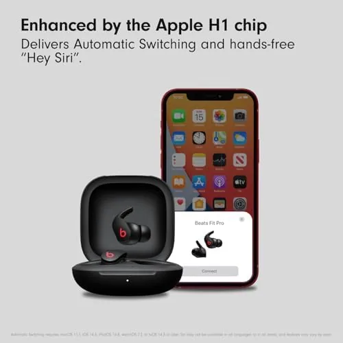 The Beats Fit Pro charging case connected to a USB-C cable