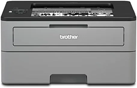 Brother HL-L2325DW monochrome laser printer on a home office desk