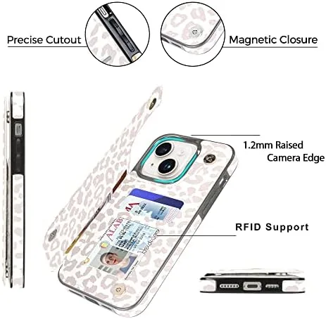 The uCOLOR for iPhone 13/14 Wallet Case with Card Holder Beige in real use