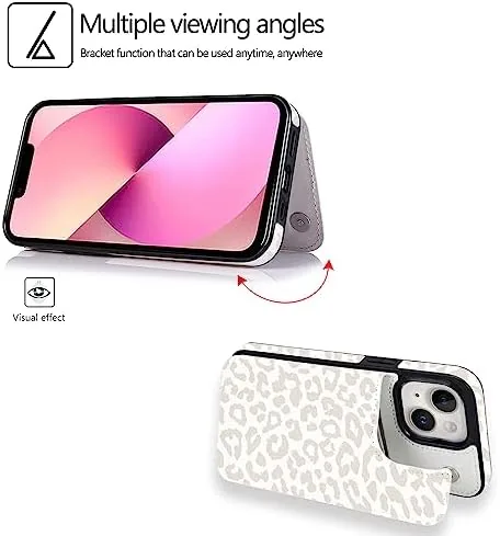 Another view of the uCOLOR for iPhone 13/14 Wallet Case with Card Holder Beige
