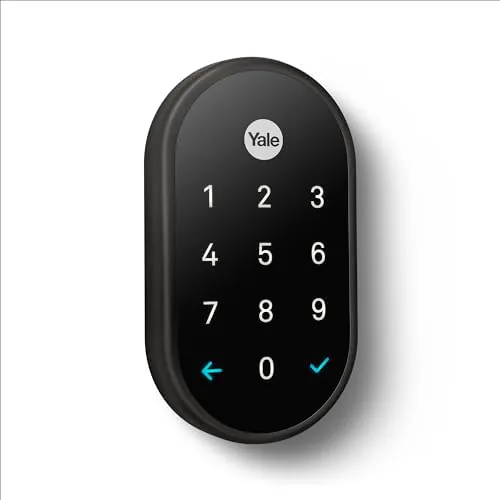 Close up of the backlit keypad on the lock exterior