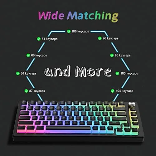Close look at the Womier Pudding Keycaps, PBT Shine Through Keycaps Black 164 Keys build quality