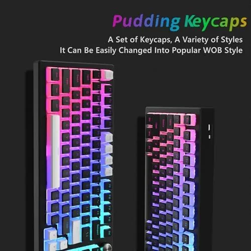 The Womier Pudding Keycaps, PBT Shine Through Keycaps Black 164 Keys in real use