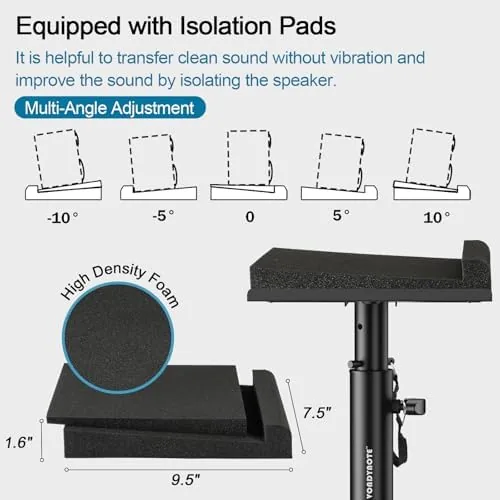 Another view of the Vondynote Studio Monitor Stands Clamp Speaker Stands with Isolation Pads