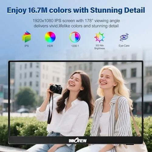 The slim aluminum profile of the InnoView monitor