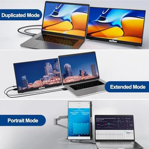 The monitor propped on a hotel desk with the stand extended