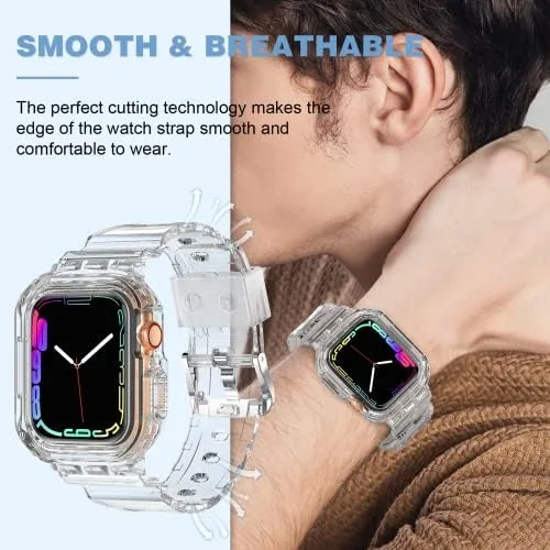 The watch floating visually on the wrist with the clear band