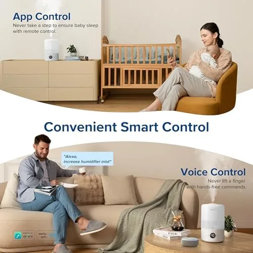 The Levoit app showing the target humidity and the current room reading