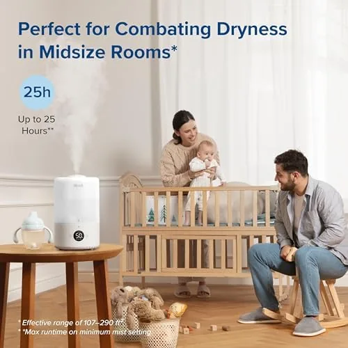 Filling the humidifier from the top with a jug of water