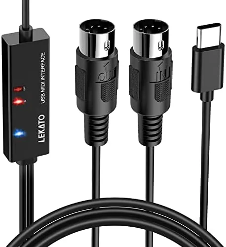 Overview of the LEKATO MIDI Cable, MIDI to USB C, Type-C MIDI Interface