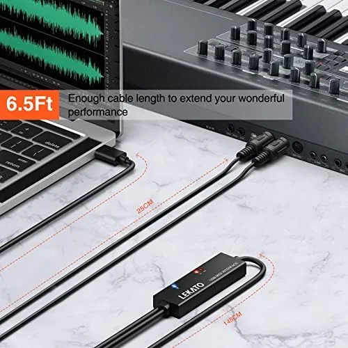 The LEKATO MIDI Cable, MIDI to USB C, Type-C MIDI Interface in real use