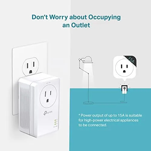 Another view of the TP-Link AV1000 Powerline Ethernet Adapter WiFi Extender Kit, Passthrough |