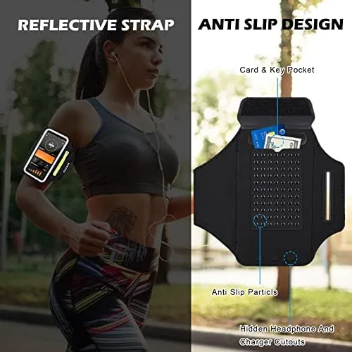 Armband packed into a gym bag with running shoes