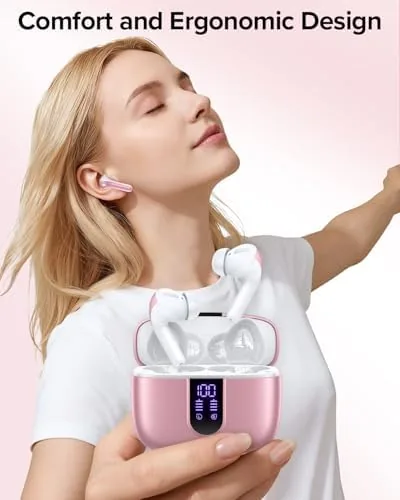 Close look at the TAGRY Bluetooth Headphones True Wireless Earbuds 60H Playback LED Power build quality