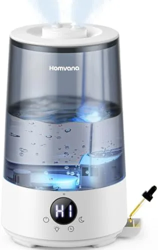 Homvana 3.6L cool mist humidifier in grey on a bedroom nightstand