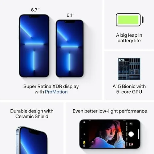 Another view of the Apple iPhone 13 Pro Max, 128GB, Sierra Blue - AT&T (Renewed)