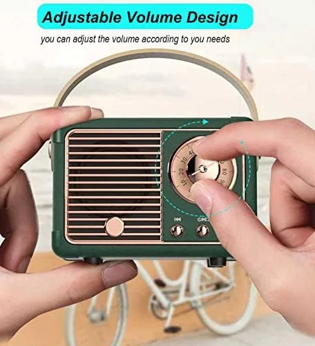 The Dosmix Retro Bluetooth Speaker,Vintage Decor,Small Gift for Women Men Green in real use