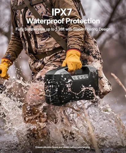 Detail shot of the Outdoor Bluetooth Speaker, IPX7 Waterproof, 90W Peak, 32H, Black | features