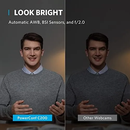 The PowerConf C200 beside a standard webcam and a premium webcam