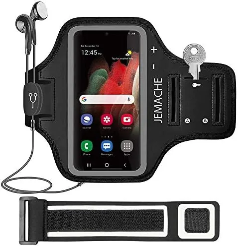 Black Galaxy A-series armband laid flat with the screen window visible