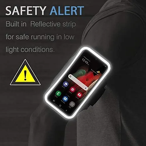 Runner wearing the armband on a morning jog outdoors