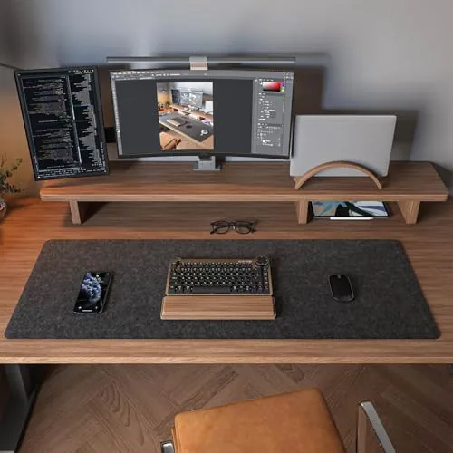 The DAWNTREES Felt Desk Mat, Computer Mat for Desk, Dark Gray in real use